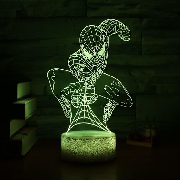 Spiderman 3D LED Illusion Lamp Night Light 7 Colors Changeable Table, ZQKLA