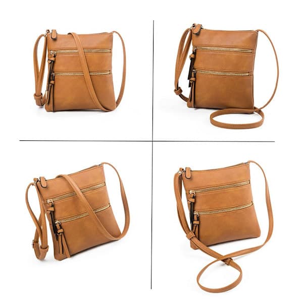 Crossbody-taske til damer med lynlås, LYSEGRÅ, Lysegrå, Light grey-tfrf Light grey Light grey