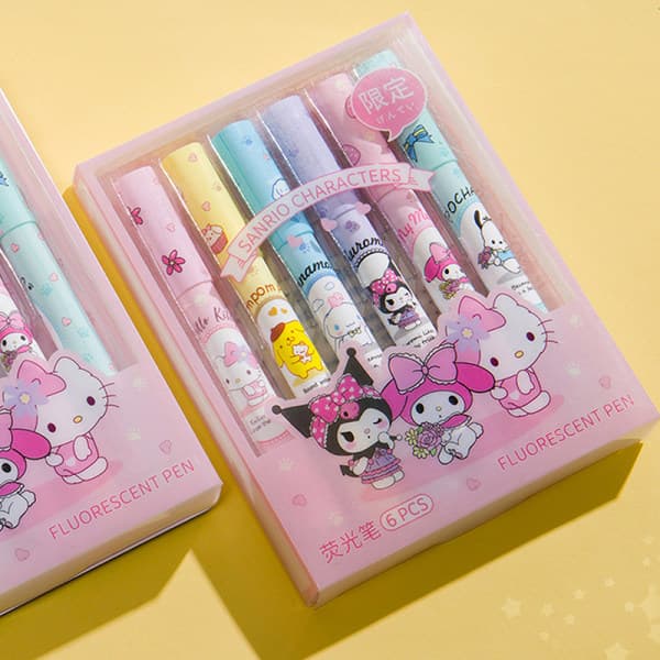 e Sanrio Highlighter 6-pakke med farvede kvalitetspenne
