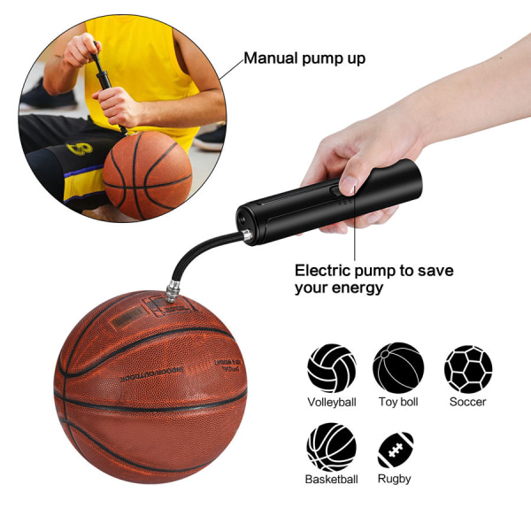 Elektrisk luftbollspump: Bärbar snabbpump med LED-ljus för alla sportbollar Basket Fotboll Fotboll Full