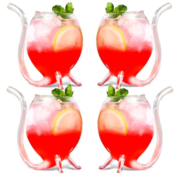 Sett med 4 innovative glass med integrerte sugerør, perfekt for Halloween-sammenkomster og drinker – Vampyrtema-kopper, egnet for Ba 4 stk 4Pcs