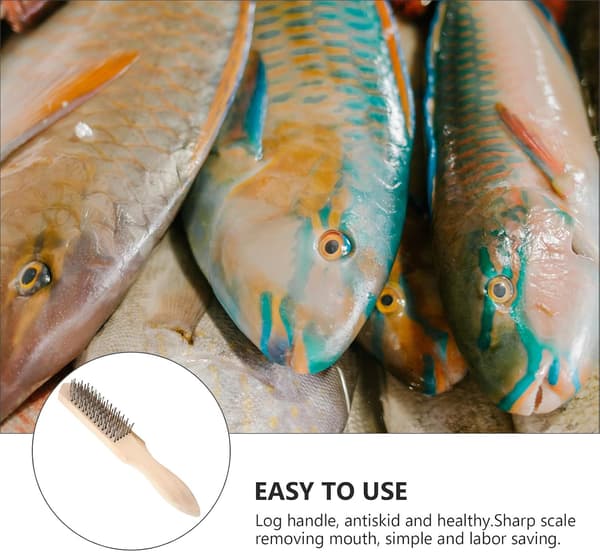 Fish Scraper Fish Cleaning Tool Wooden Handle Stainless Steel Quick and Efficient Descaling Easy