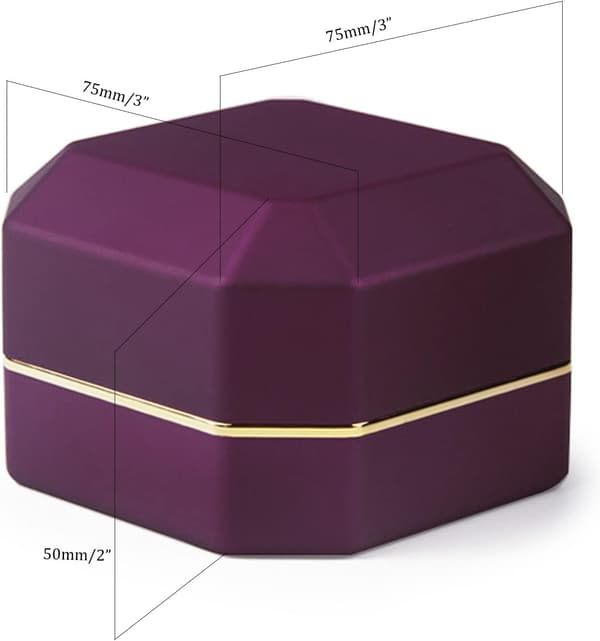 Luxury Square Velvet Ring Box with LED Light for Proposal