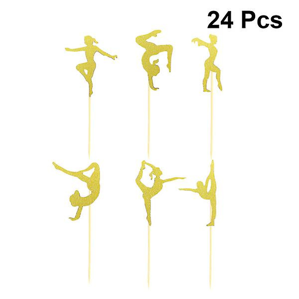 24 st Tårtdekorationer Fitness Tema Cupcake Toppers Yoga Aerobics Party Tårta Dessert Plockar För Gymnast