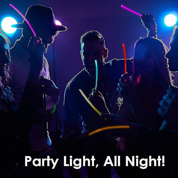 100 Glødestænger Bulk Party Tilbehør - Glød I Mørket Sjov Party Pakke Med 8\" Glødestænger Og Forbindere Til Armbånd Og Halskæder Til Børn Og Voksne