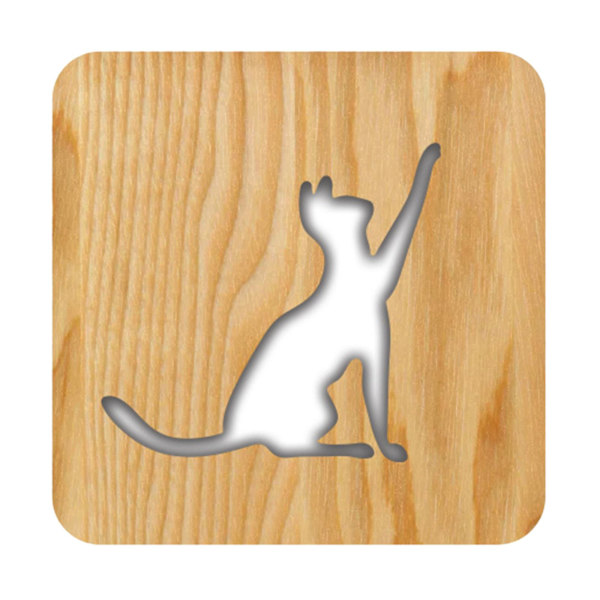3D Trädjur Katt USB Nattlampa LED Skrivbordslampa Nyhet Barn Sovrum Dekoration