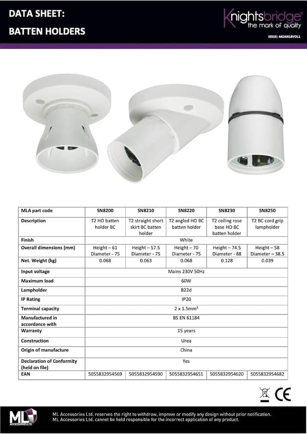 Hengende lampeholder, Hvit [Energiklasse A]