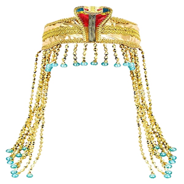 Egyptisk huvudbonad för kvinnor Crown Snake Pärlband Pannband Egyptisk kostym för kvinnor Tillbehör pärlhuvudbonad Guld Gold