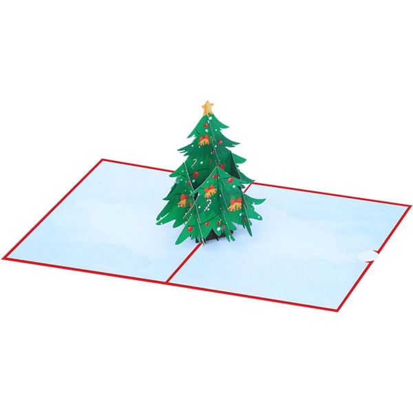 3d handgjorda julkort för vuxna eller barn Grönt romantiskt träd 5x7 tum