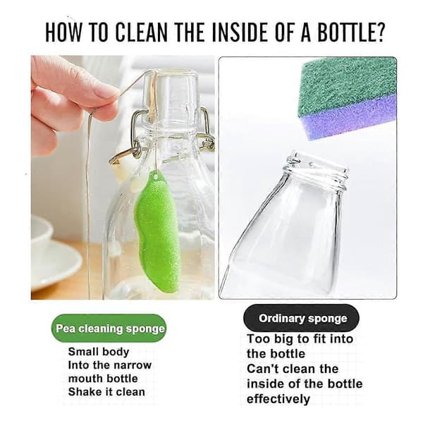 6 Pcs Bean-Shaped Bottle Cleaning Sponges, Magic Bean Cleaners Reusable Bottle Cleaning Beans Sponge
