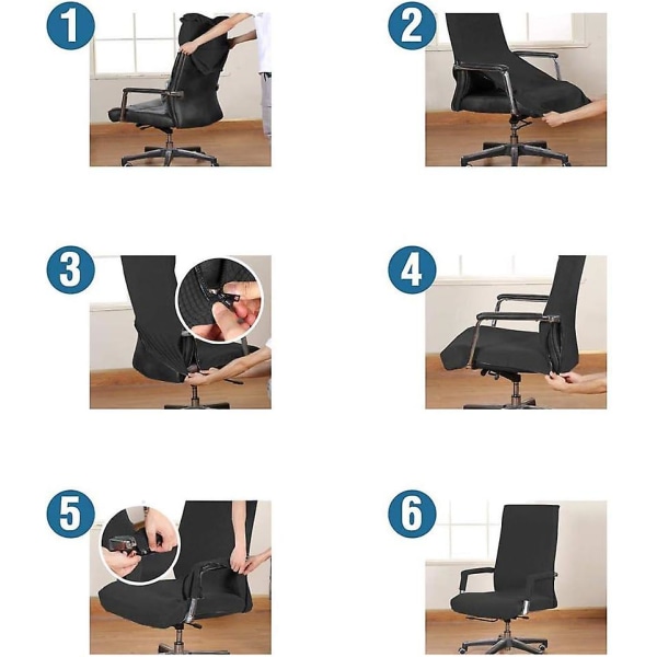 Cover - Universal avtagbart elastiskt cover för kontorsstol - Modernt stolsöverdrag - Tvättbart elastiskt cover - Svart - Storlek: Xl