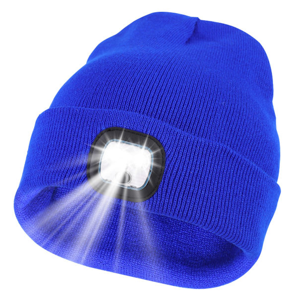 3-pack Unisex USB Laddningsbar Handsfree LED Huvudlampa Mössa Vinter Stickad Nattbelyst Hatt Ficklampa Kvinnor Män Presenter