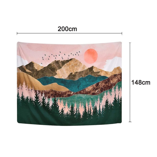 Tapisseri Solnedgang Fugler Båt Innsjø Tapisseri Akvarell Natur Landskap Tapisserier Vegg Henger For Rom Trykt Ukiyo-e Tapisseri 148 * 200cm Stil 2 148*200cm Style 2