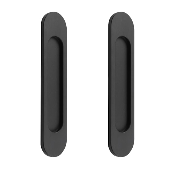 Selvklæbende Ovale Skydedørshåndtag, 2 stk. Mat Sort Aluminium Legering Flush Pull Punch-Free Håndtag til Skydelåger Vinduer