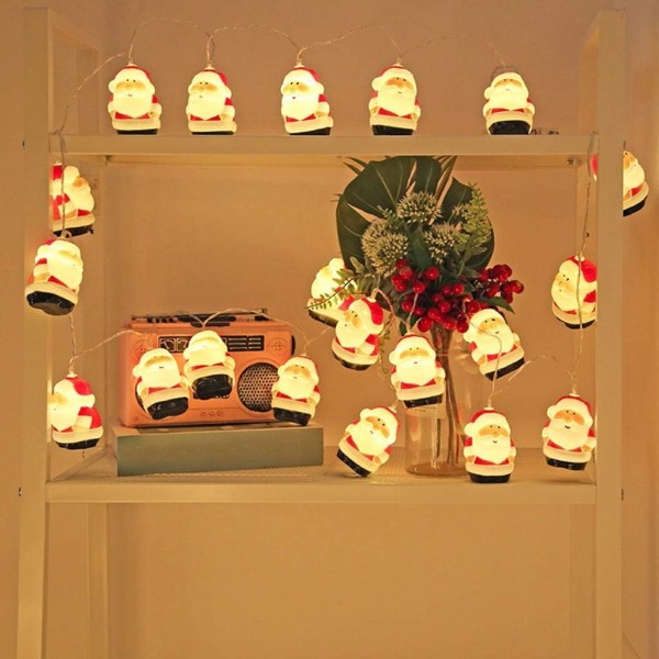 Jouluvalot, LED-valot, paristokäyttöiset joulupukin koristevalot, seinä, joulukuusikoristeet (3M 20LED)