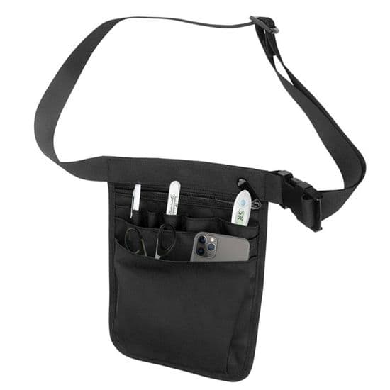 Nurse Belt Bag Multifunctional Nurse Tool Holder with Multiple Pockets Adjustable - Black