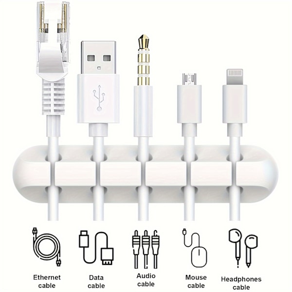 Kabelorganiserare, Kabelhantering, USB-kabelhållare, Trådhållare, Kabelklämmor, Kabelhållare för skrivbord, Bil [DB] 5 Hole Cable Manager