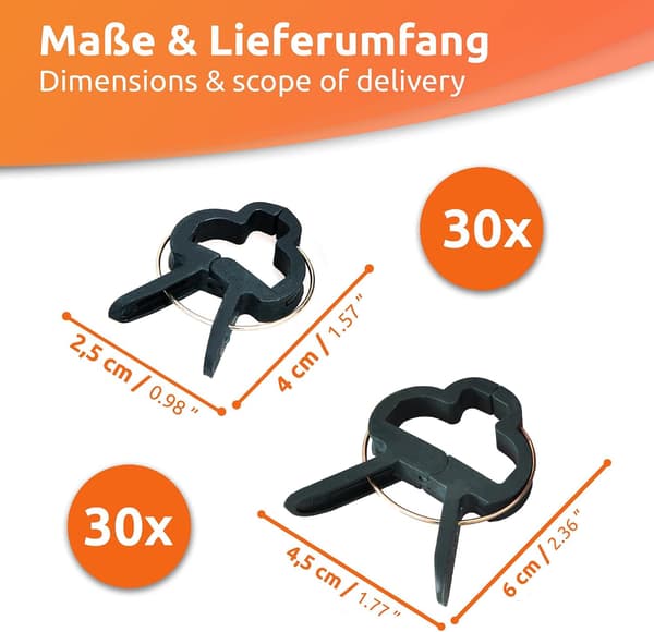 60x Plantebindere Bindere til tomatplanter, 4 cm / 6 cm Vinstokke, Roser