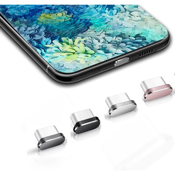 USB-C Dammskydd, Dammskydd, 4 stycken Typ C Dammskydd för Mobiltelefoner Typ C USB Laddningsport Skyddande Skal för Smarta Telefoner