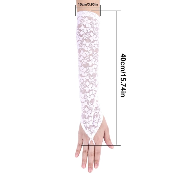 Lange Spidse Handsker til Kvinder, Brudehandsker til Bryllup, Fingerløse Spidse Handsker til Te-Fester, Kostumer, Albuenlængde 45cm