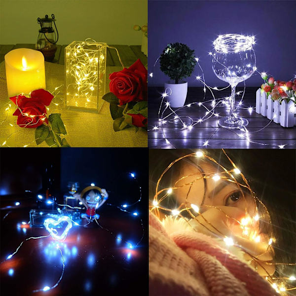 12-pack Fairy String Lights (Batterier Ingår) 10 fot 30 LED-lampor Tråd Batteridriven Fairy Rope Light (7 Färger)