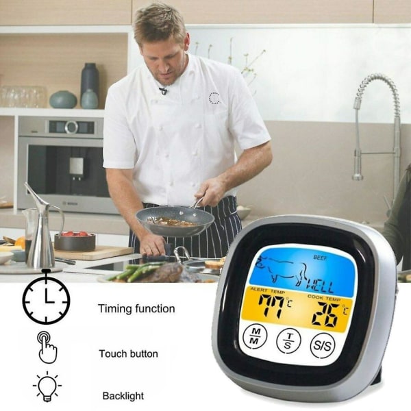 BBQ-ugn för köttgrill med sonder Bluetooth-kockning LED-timer Svart Black