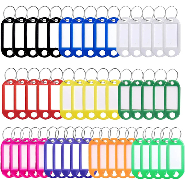 50 stk. Nøgleringe Tags Nøgleringe Nøgleringe Nøgleringe med Splitsring Plastik Papir Nøgleringe med Tags Heavy Duty til Baga