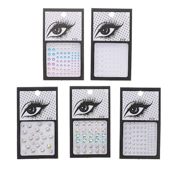 5 Ark Hjärta Nugget Örhängen Stjärna Ansikte Smycken Kropps Rhinestones Stickers Nagel Ädelstenar Ansikte Ädelstenar F