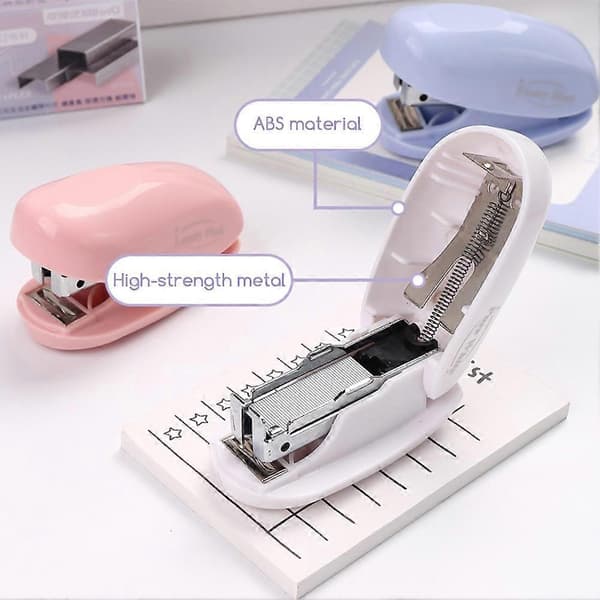 Mini Stapler Set with 1000pcs 26/6 Staples and Built-in Staple Remover, 12 Sheet Capacity, Compact for Office/School