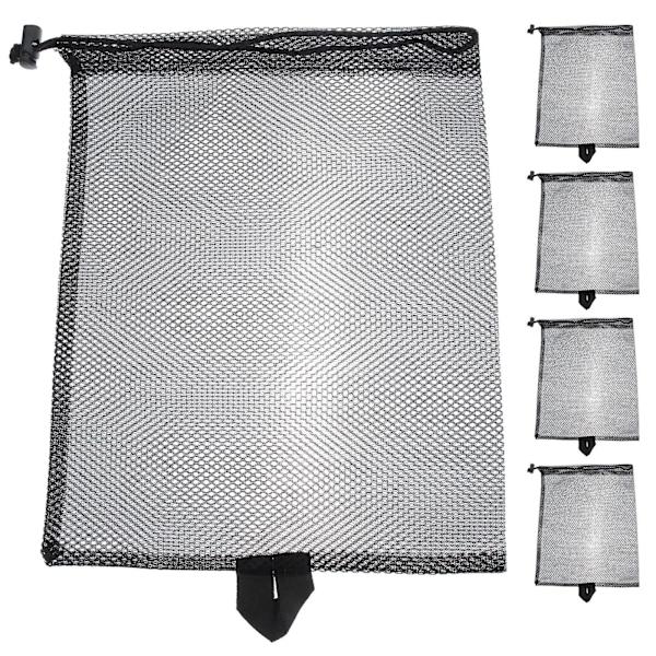 5 stk Bærbare Reise Nettposer Med Trekkstreng Mesh Polyester Oppbevaringspose Svart 25X30CM