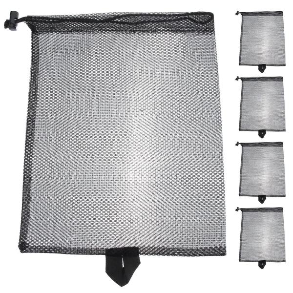 5 stk Bærbare Reise Nettposer Med Trekkstreng Mesh Polyester Oppbevaringspose Svart 25X30CM Black 25X30CM