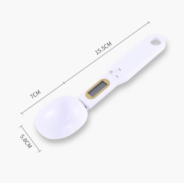 High-precision digital spoon scale 0.1g - 500g Electronic measuring spoon Multifunctional hand scale with LCD display and tare function (White)