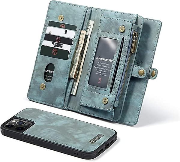 Leather Wallet Case Compatible with iPhone 13 Pro Max, 2-in-1 Magnetic Detachable Slim Case with Card Holder for 6.7 inch [JUN]