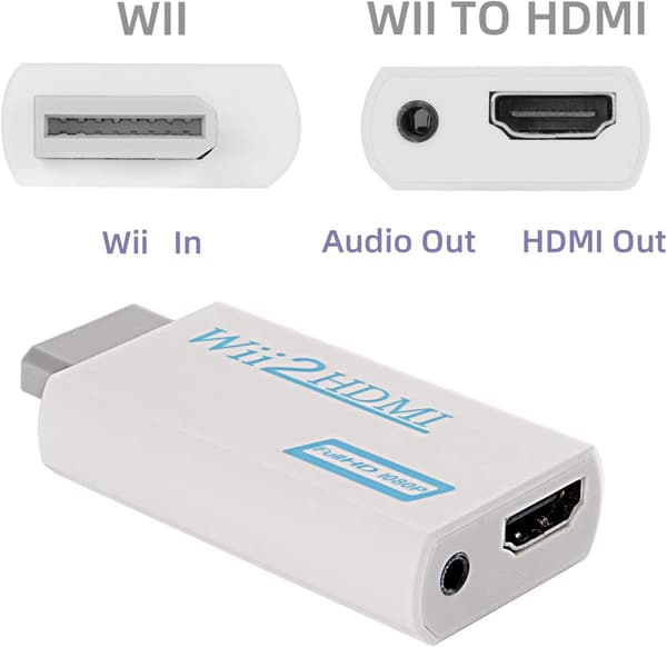 1PC Vit Wii til HDMI-konverter wii til hdmi-adapter wii2 til hdmi