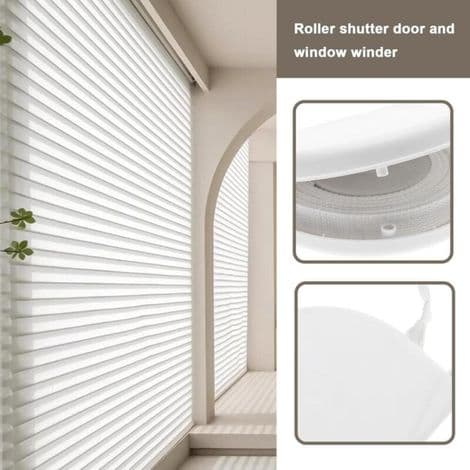 3-piece roller blind strap winder, 145 mm screw hole spacing, mini system, with included 14 mm x 5 m strap, white