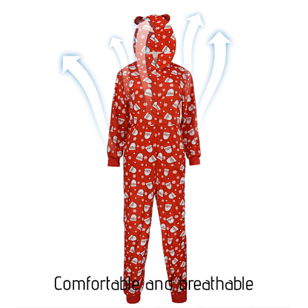 Jumpsuit för jul, rolig jultryck långärmad romper, rolig hel pyjamas med blixtlås bak XL Kvinnor