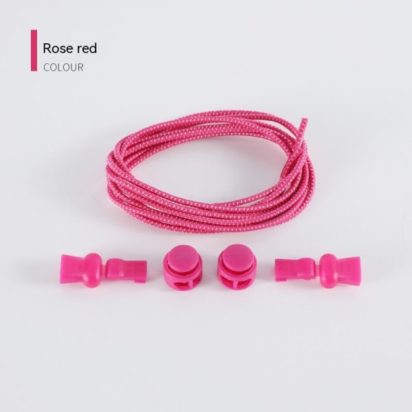 Lämplig för vuxna och barn med runda reflekterande elastiska knytfria skosnören, rosa röd Rose red