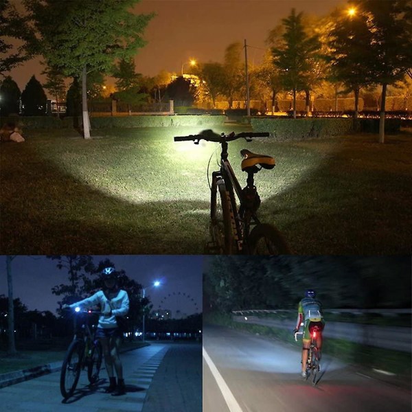 Cykelforlygte, Kraftig Lys, Letvægts Usb Genopladelig - 2400 Lumen med baglygte inkluderet - Velegnet til alle cykler, Vandtæt Og Nem Inst