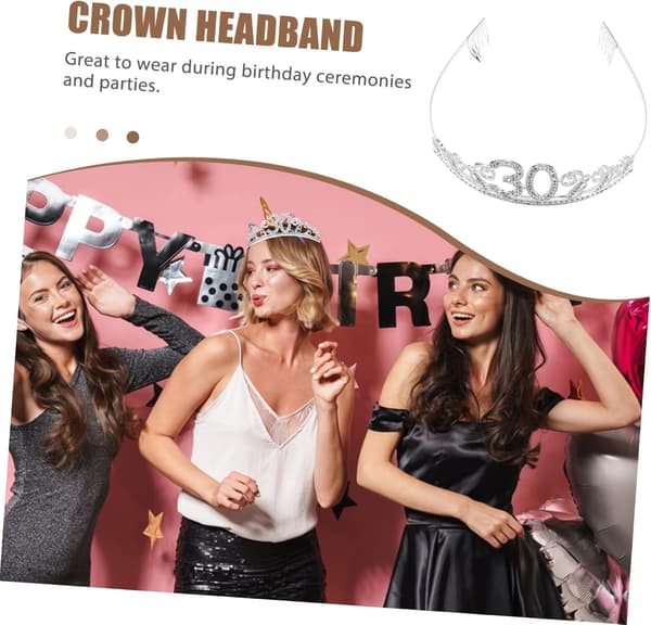Bursdagskrone Rhinestone Tiara for fest Kvinner Krone Hårtilbehør for bursdagsfeiring