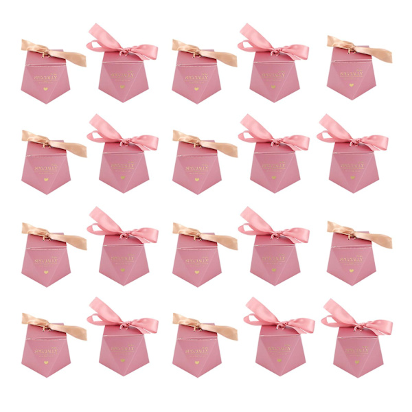 20 st Bröllops Godisask Diamantformad Godisask Godisförpackningsask (rosa)Rosa6x6cm