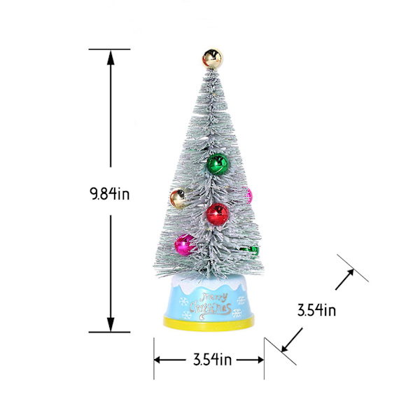 Miniatyrjulgran med snötäckta tallnålar, julgranskulor, dekorationsgran med LED-lampor, konstgjord förbelyst julgran för K