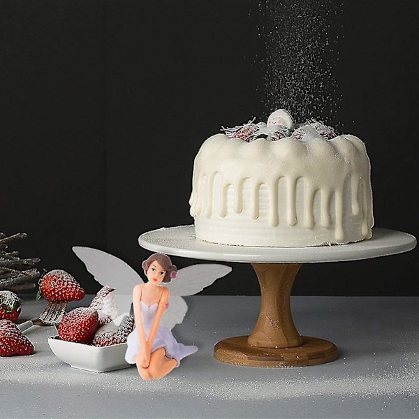Julefe-Kakepynt Engel Cupcake Dekorasjon Blomst Fe Med Vinger Miniatyrfigurer For Skrivebords Ornament (3stk, hvit)