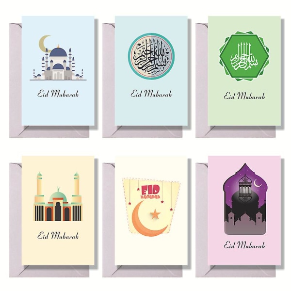 Stil 2Pack med 6 Mubarak vertikala vika gratulationskort med kuvert Festdekorationer Stil 2