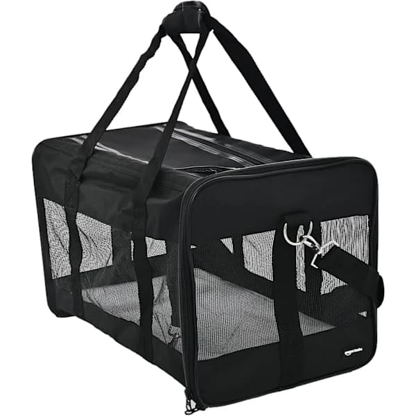 HA~Hund- og kattebur, blødt transportbur til kat og hund, sort