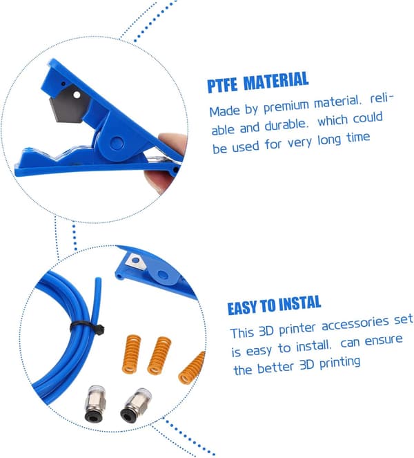 Printer Kit PTFE Tube Cutter and Pneumatic Couplings for Printing Accessories PTFE Hose for DIY Projects