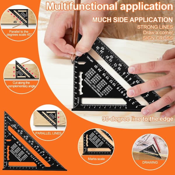 Carpenter's Square, High-Precision Measuring Tool, Scribing Tool for Carpenters, Roofers, Engineers, DIY Tool