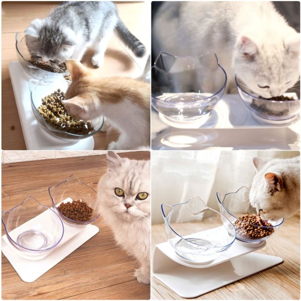 Kattmatskål Hundmatskål Husdjurskål Katt- och Hundrissskål Ryggradskydd Husdjurskål Kattmatskål Dubbelskål En Svart och En Vit Skål