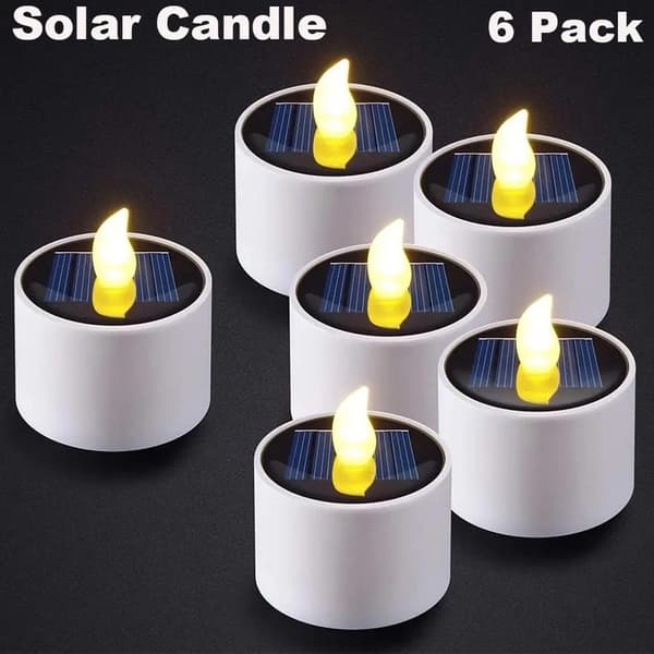 6-pack solcellsdriven utomhusbelysning – Flamfria flimrande LED-lampor, soldrivna