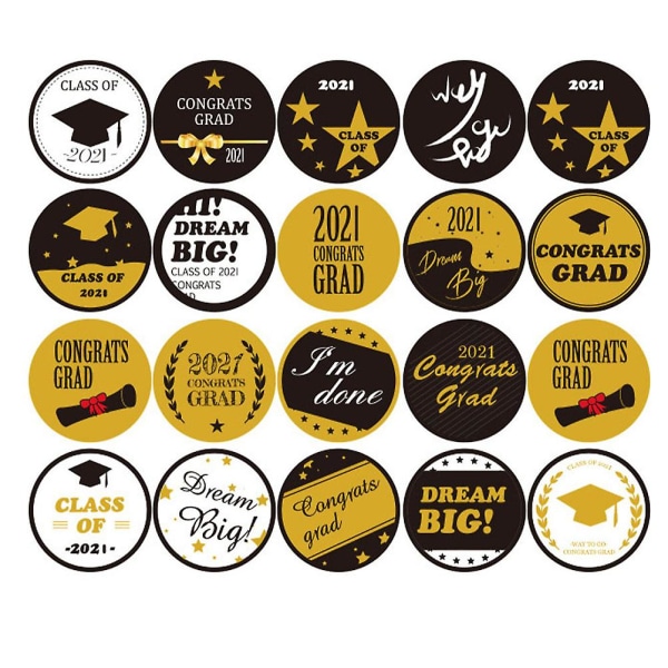 20 Ark Graduation Party Gave Etiketter Klistremerker Graduate Forsegling Klistremerker Dekor Svart 3.8X3.8X0.1CM Black 3.8X3.8X0.1CM