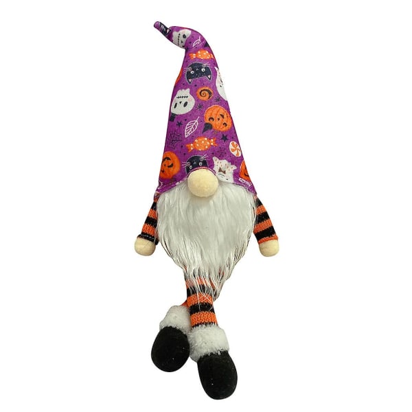 Halloween Gnome Plys Elf Ornament med LED-lys Håndlavet skandinavisk TomtePurple